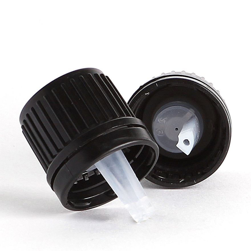 GL18 Black Tamper Evident Cap with 0.6mm Dropper Nekem Packaging