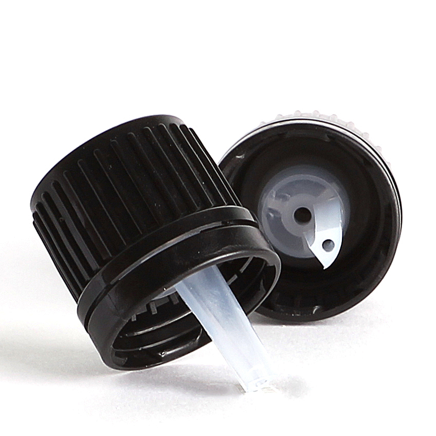 GL18 Black Tamper Evident Cap with 2.0mm Dropper Nekem Packaging